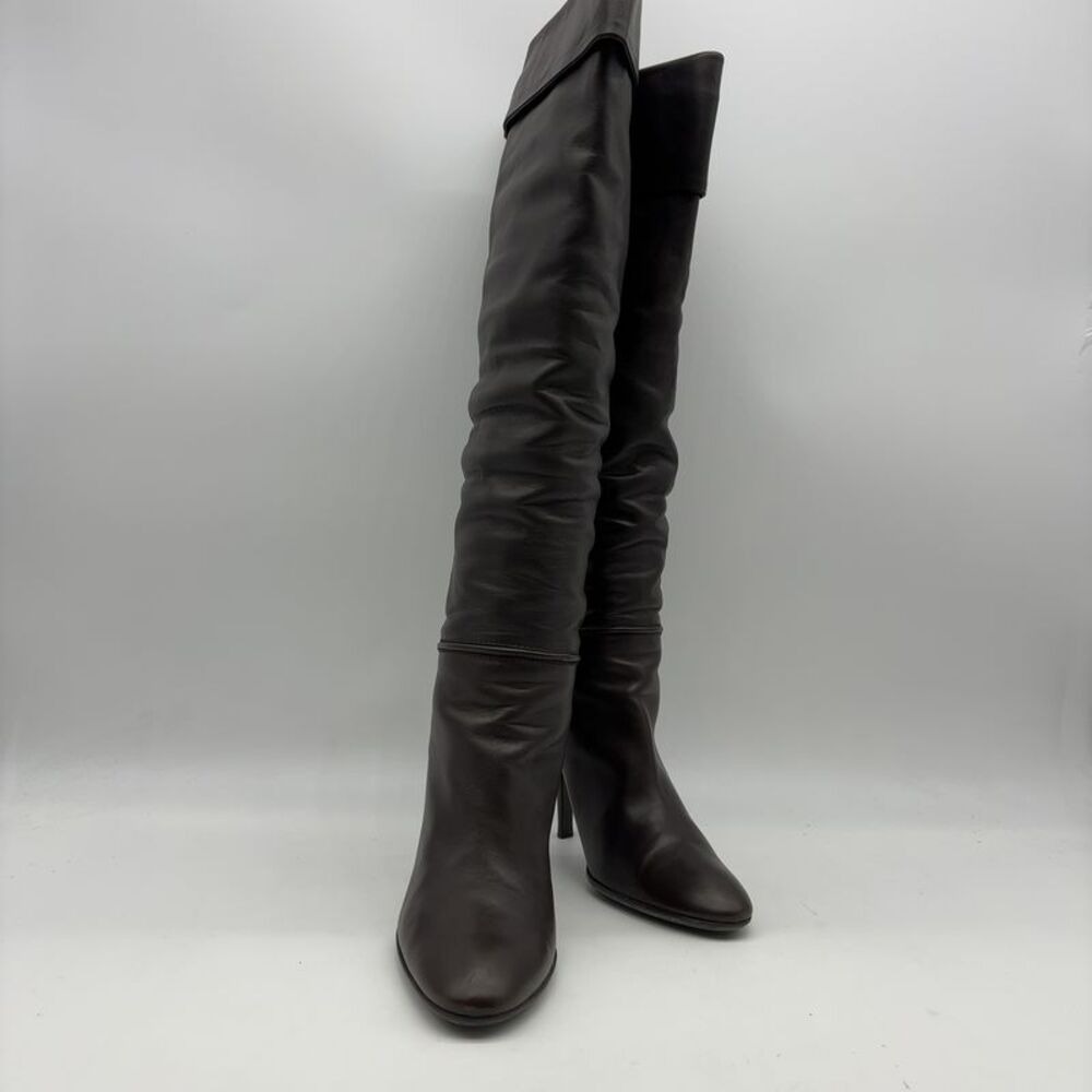 Giuseppe Zanotti Over-the-Knee Chocolate Brown Cuffable Leather Boots